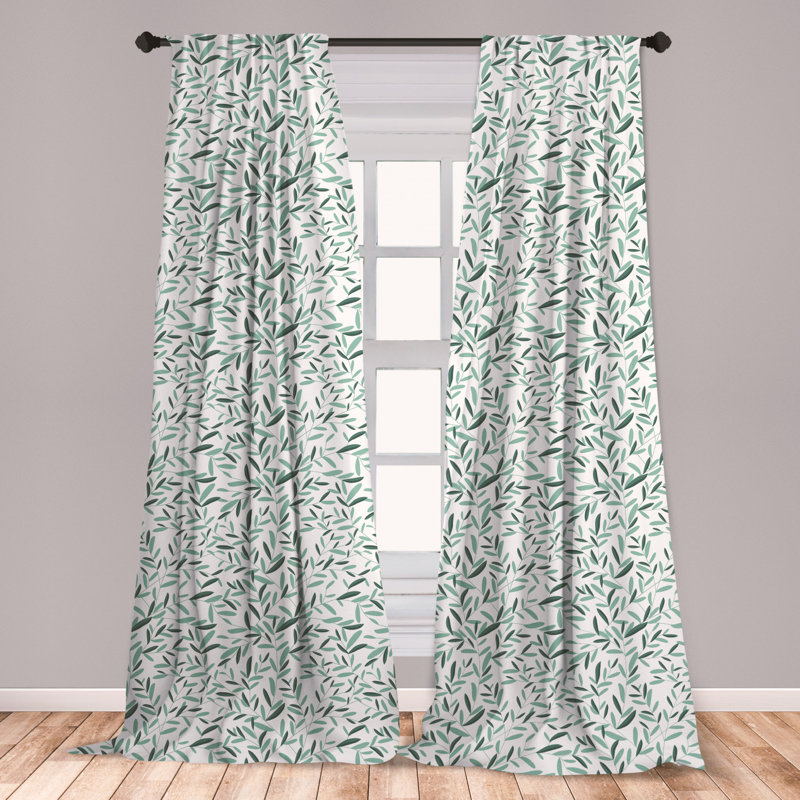 East Urban Home Ambesonne Sage Window Curtains, Pattern With Leaves